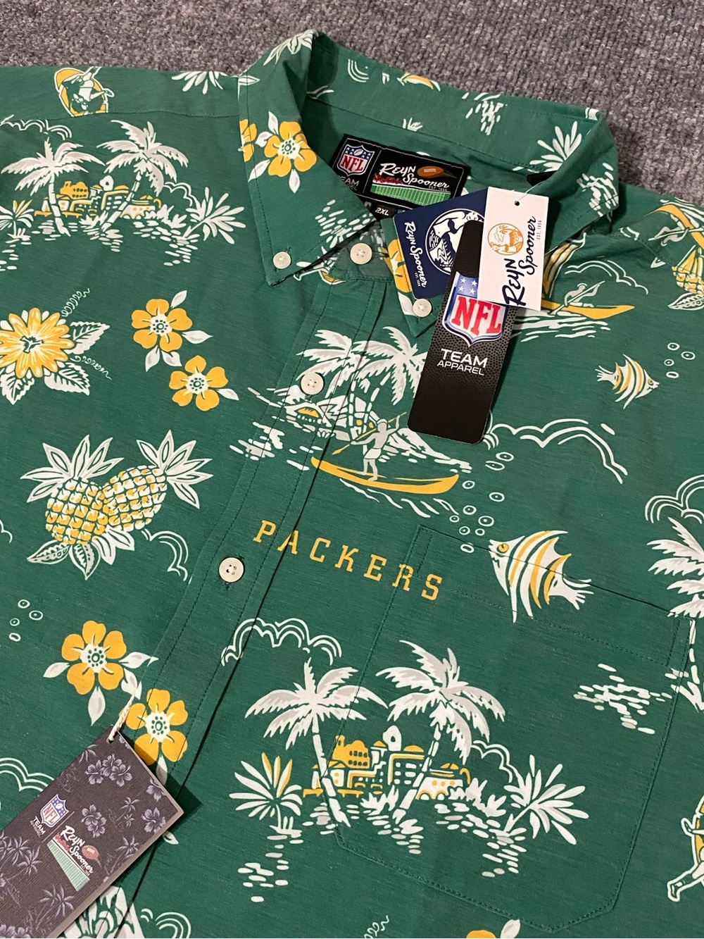 Reyn Spooner Green Bay Packers Throwback Kekai Shirt Mens 2XL NWT